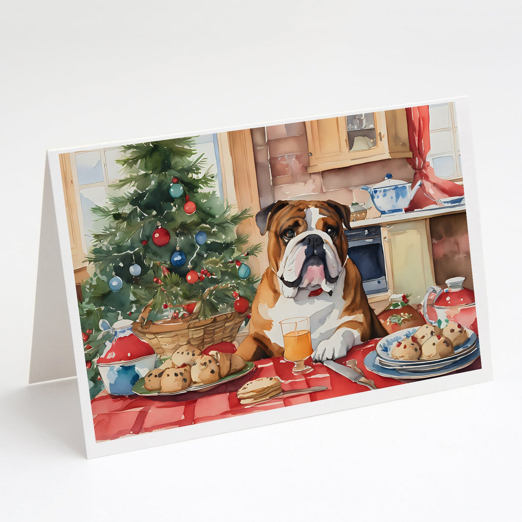 English Bulldog Christmas Cookies Greeting Cards Pack of 8 Blank Cards with Envelopes Whimsical A7 Size 5x7