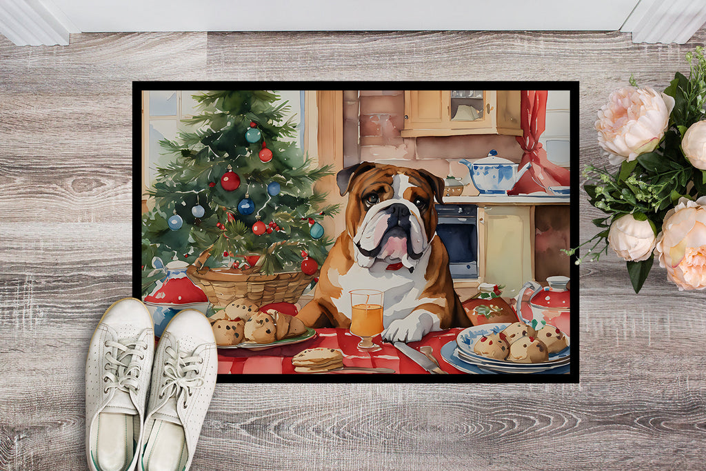 English Bulldog Christmas Cookies Doormat Indoor Outdoor 24H X 36W Front Door Mat Rugs for Entryway, Non Slip Washable Low Pile,