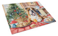 English Bulldog Christmas Cookies Cutting Board Tempered Glass Kitchen Cutting Surface, Heat Resistant Chopping, Non-Slip Feet, Food Prep & Serving