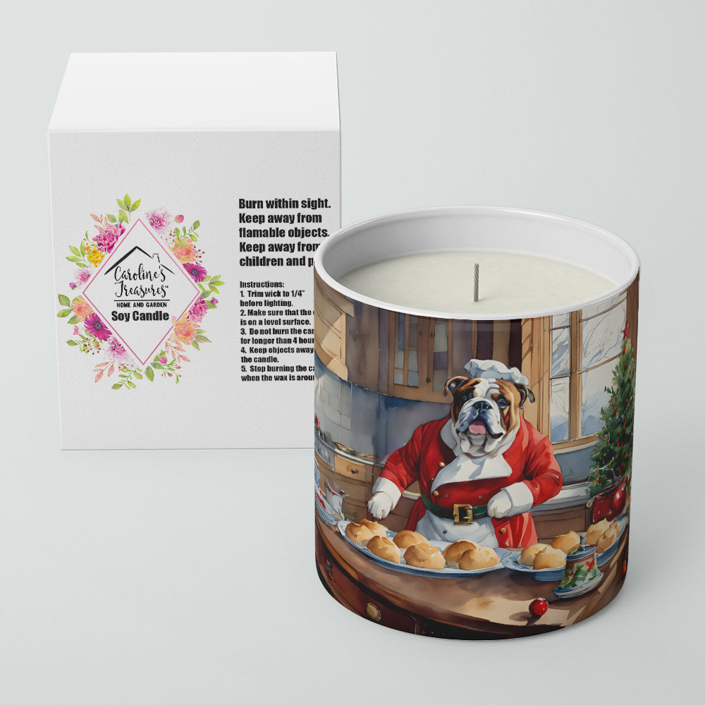 English Bulldog Christmas Cookies Decorative Soy Candle Nature Soy Wax Essential Oil Home Decor Ideal for Bedroom Kitchen Bath Office Gift, 10 oz