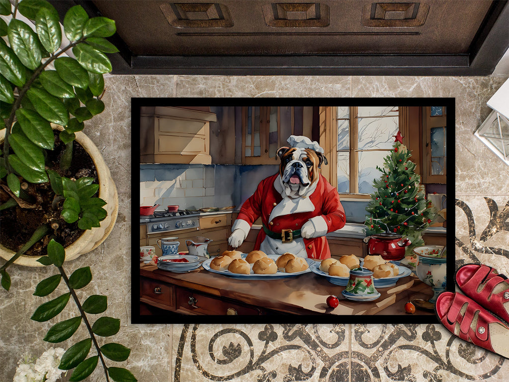 English Bulldog Christmas Cookies Doormat Indoor Outdoor 24H X 36W Front Door Mat Rugs for Entryway, Non Slip Washable Low Pile,