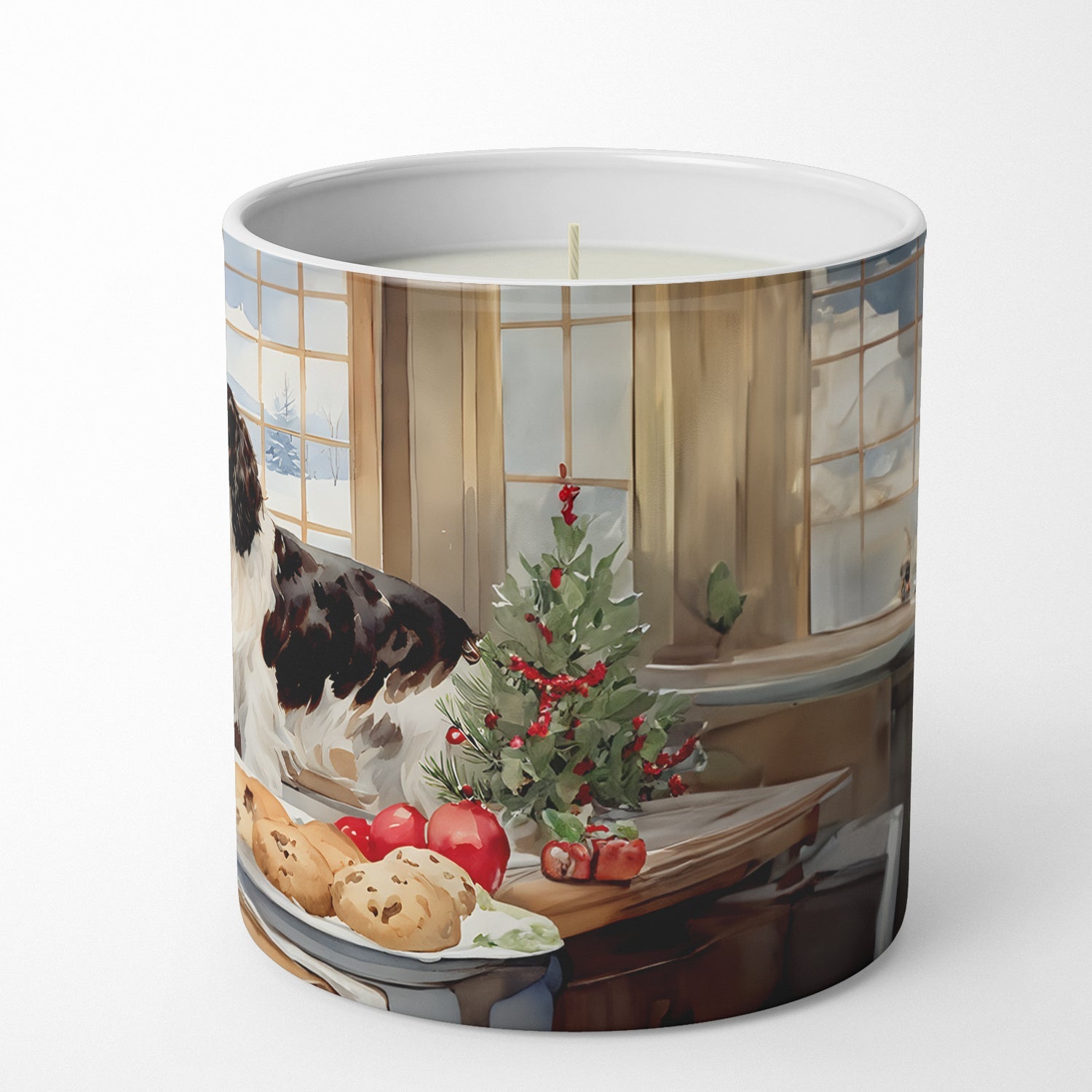 English Cocker Spaniel Christmas Cookies Decorative Soy Candle Nature Soy Wax Essential Oil Home Decor Ideal for Bedroom Kitchen Bath Office Gift, 10 oz
