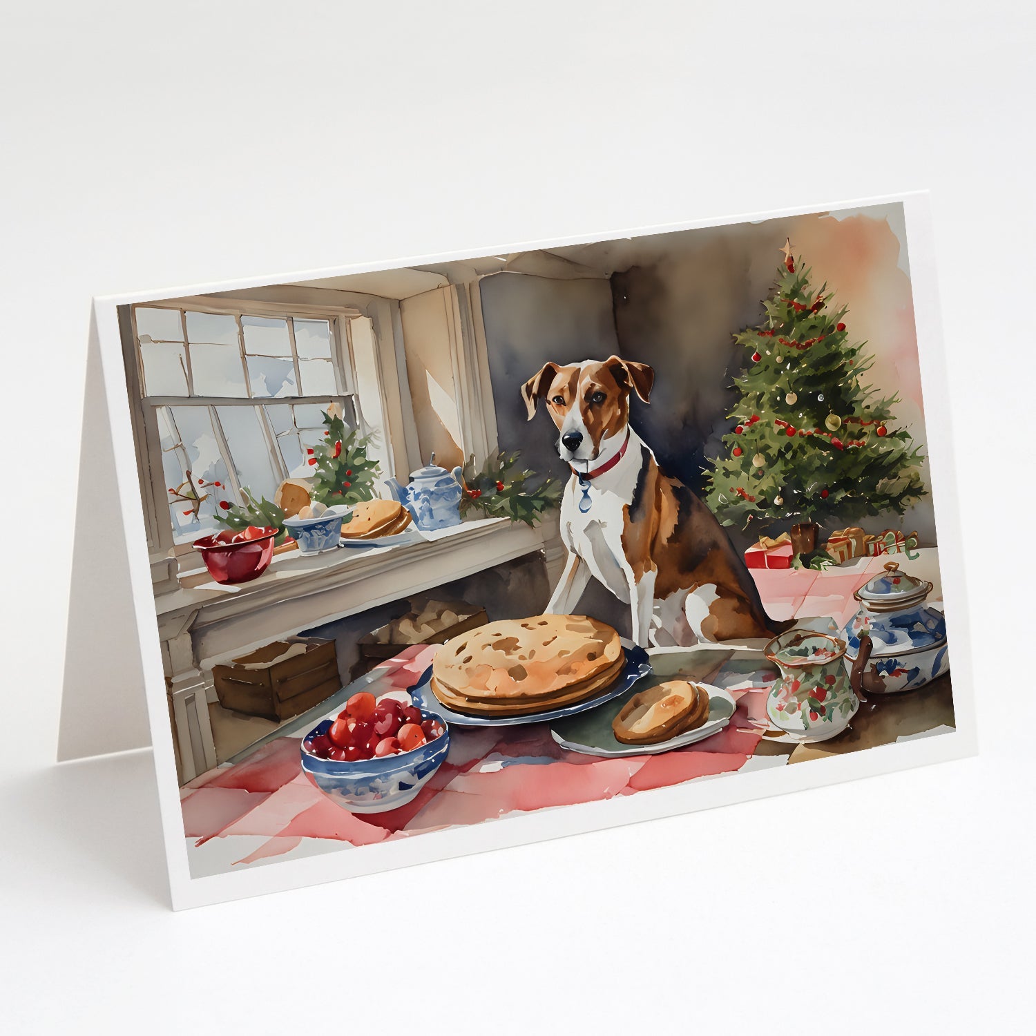 English Foxhound Christmas Cookies Greeting Cards Pack of 8 Blank Cards with Envelopes Whimsical A7 Size 5x7