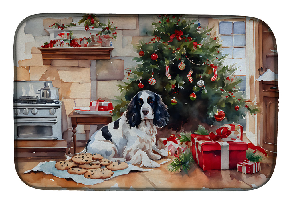 English Springer Spaniel Christmas Cookies Dish Drying Mat Absorbent Dish Drying Mat Pad for Kitchen Counter Dish Drainer Mat for Countertop, 14 x 21", Multicolor