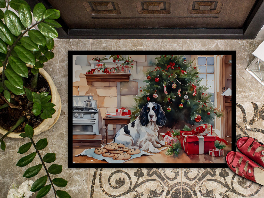 English Springer Spaniel Christmas Cookies Doormat Indoor Outdoor 18H X 27W Front Door Mat Rugs for Entryway, Non Slip Washable