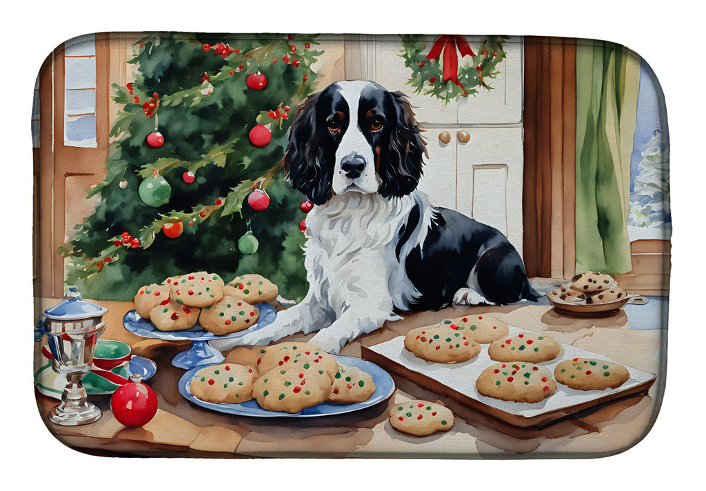 English Springer Spaniel Christmas Cookies Dish Drying Mat Absorbent Dish Drying Mat Pad for Kitchen Counter Dish Drainer Mat for Countertop, 14 x 21", Multicolor