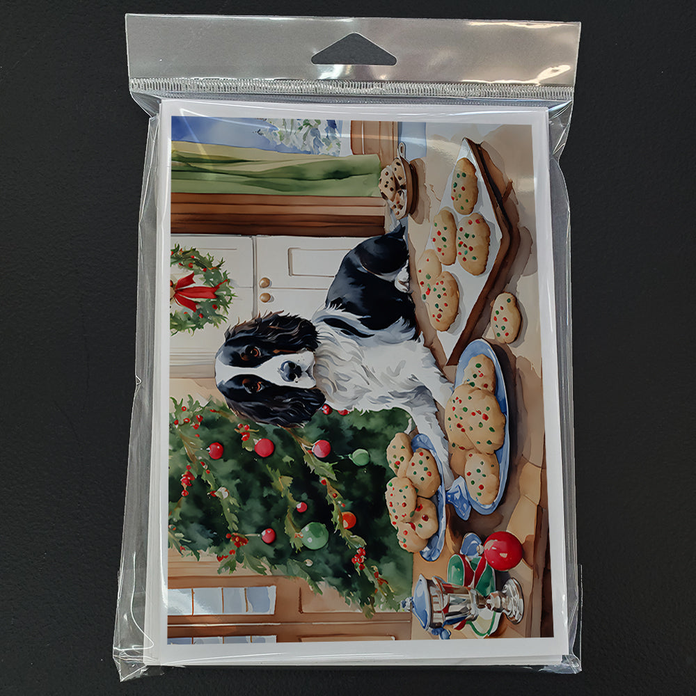 English Springer Spaniel Christmas Cookies Greeting Cards Pack of 8 Blank Cards with Envelopes Whimsical A7 Size 5x7