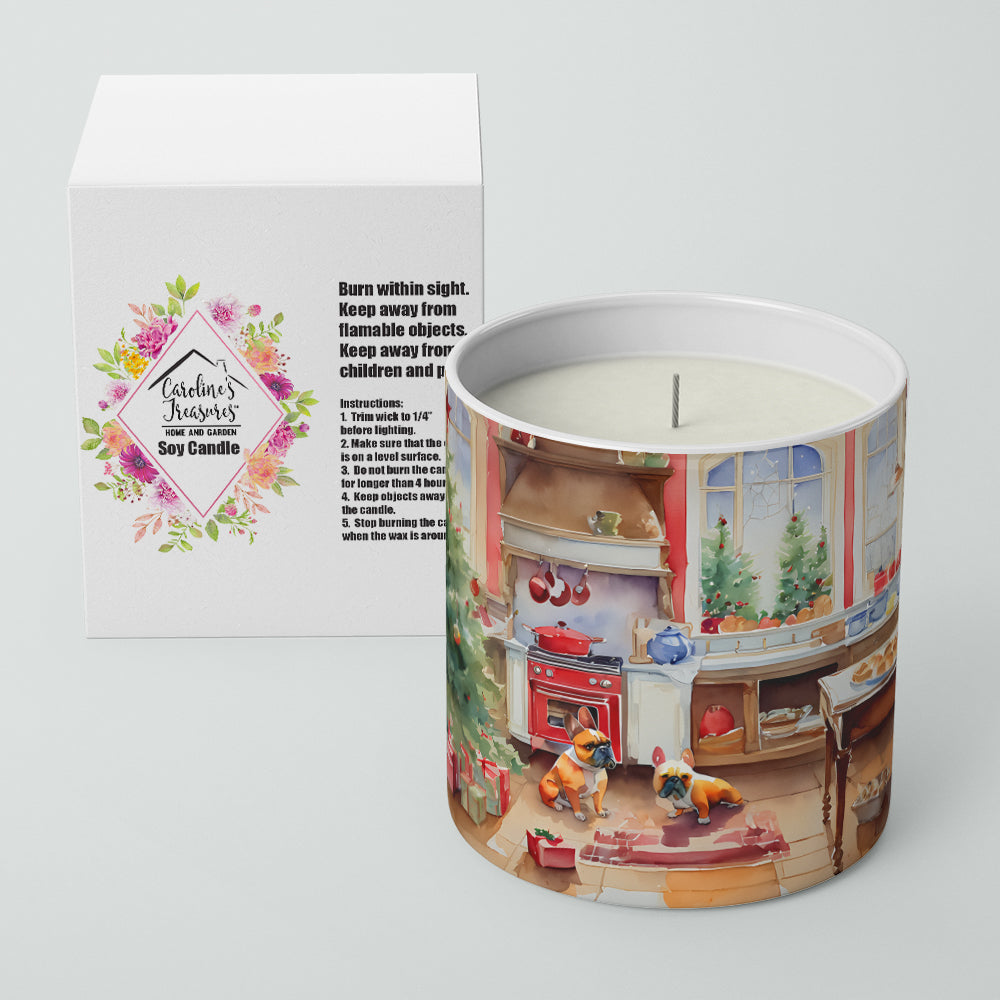 French Bulldog Christmas Cookies Decorative Soy Candle Nature Soy Wax Essential Oil Home Decor Ideal for Bedroom Kitchen Bath Office Gift, 10 oz