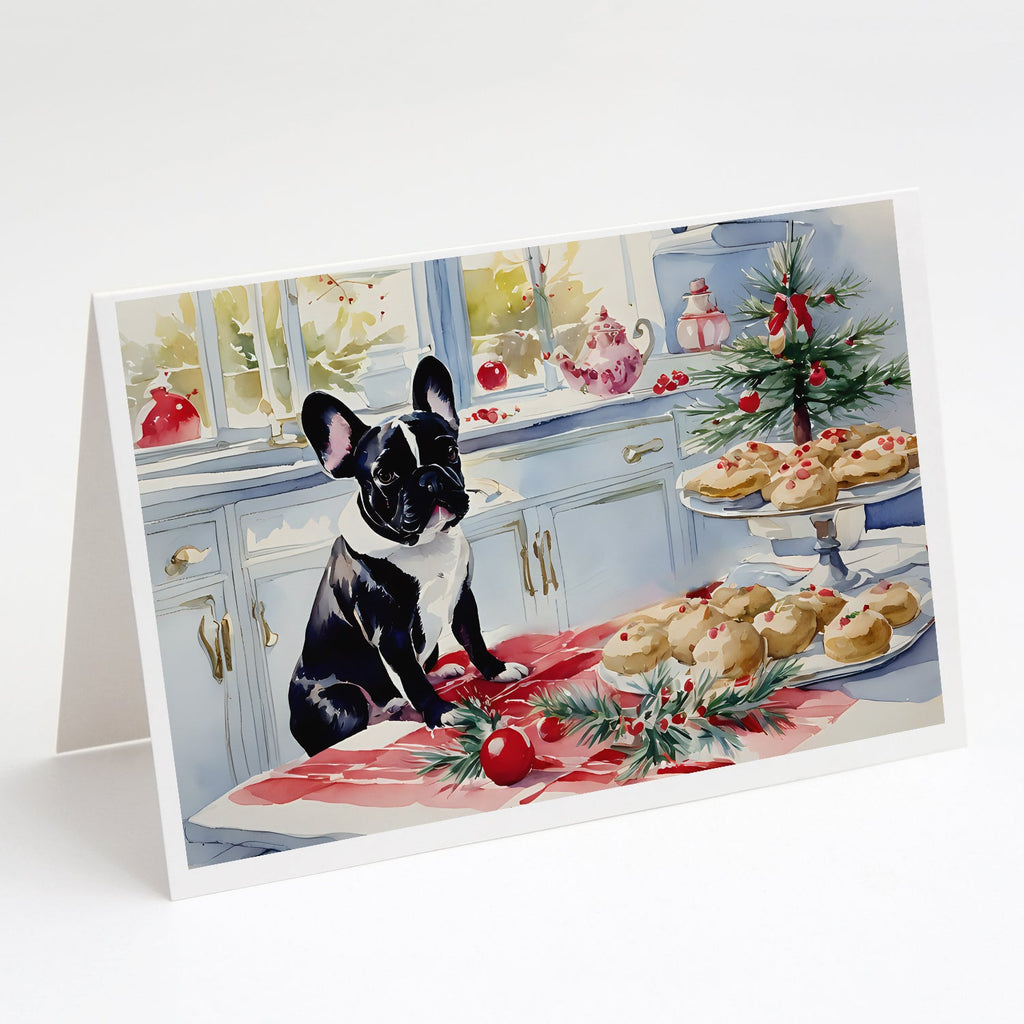 French Bulldog Christmas Cookies Greeting Cards Pack of 8 Blank Cards with Envelopes Whimsical A7 Size 5x7