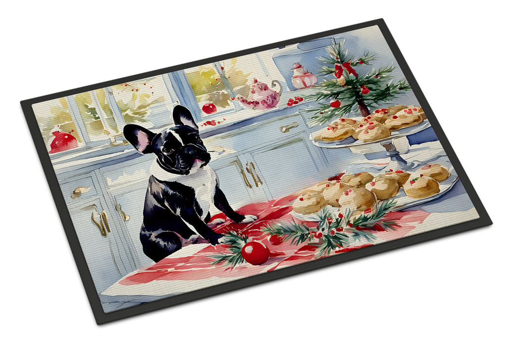 French Bulldog Christmas Cookies Doormat Indoor Outdoor 24H X 36W Front Door Mat Rugs for Entryway, Non Slip Washable Low Pile,