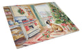 French Bulldog Christmas Cookies Cutting Board Tempered Glass Kitchen Cutting Surface, Heat Resistant Chopping, Non-Slip Feet, Food Prep & Serving