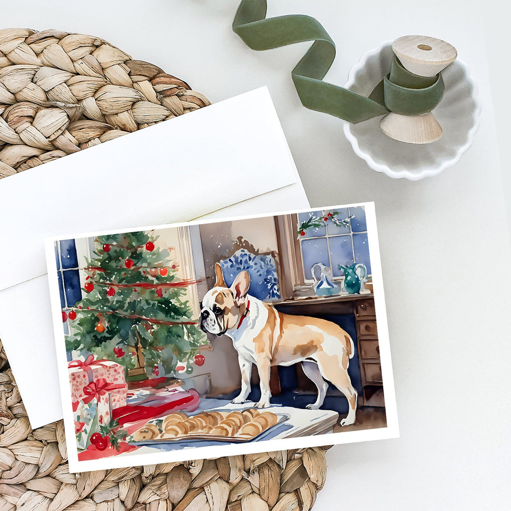 French Bulldog Christmas Cookies Greeting Cards Pack of 8 Blank Cards with Envelopes Whimsical A7 Size 5x7