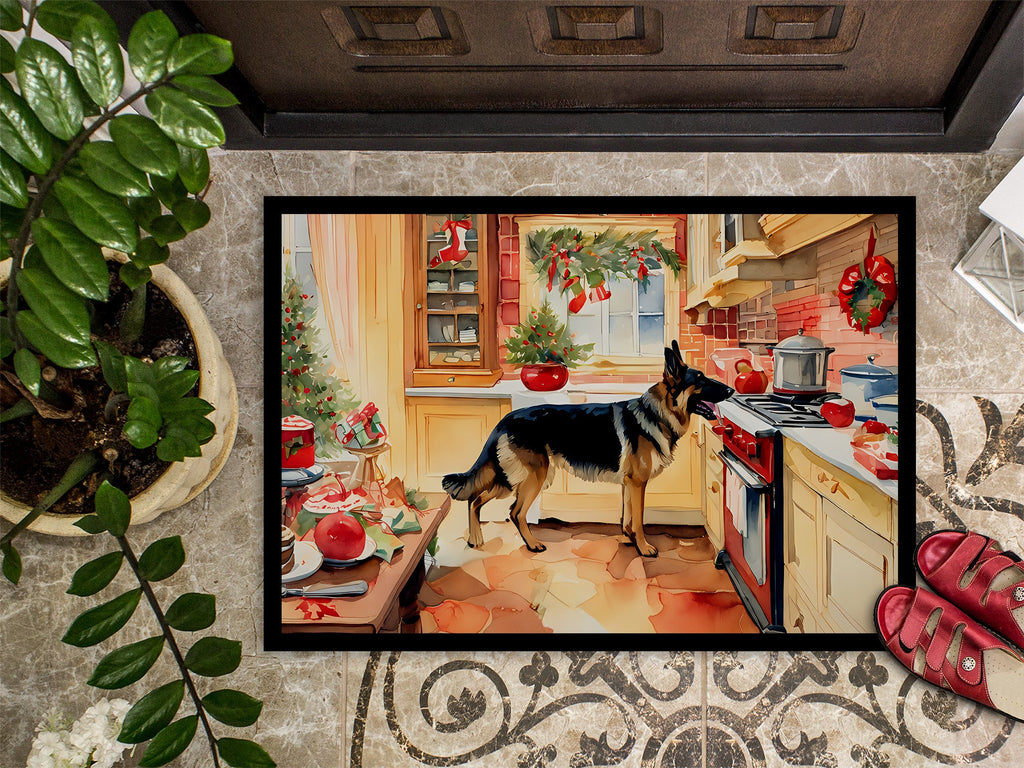 German Shepherd Christmas Cookies Doormat Indoor Outdoor 24H X 36W Front Door Mat Rugs for Entryway, Non Slip Washable Low Pile,