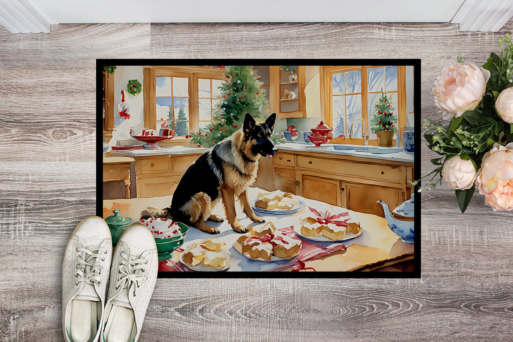 German Shepherd Christmas Cookies Doormat Indoor Outdoor 24H X 36W Front Door Mat Rugs for Entryway, Non Slip Washable Low Pile,
