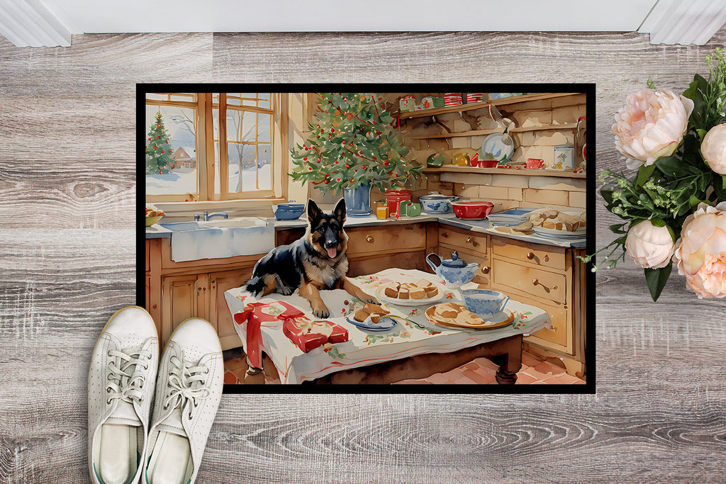 German Shepherd Christmas Cookies Doormat Indoor Outdoor 18H X 27W Front Door Mat Rugs for Entryway, Non Slip Washable