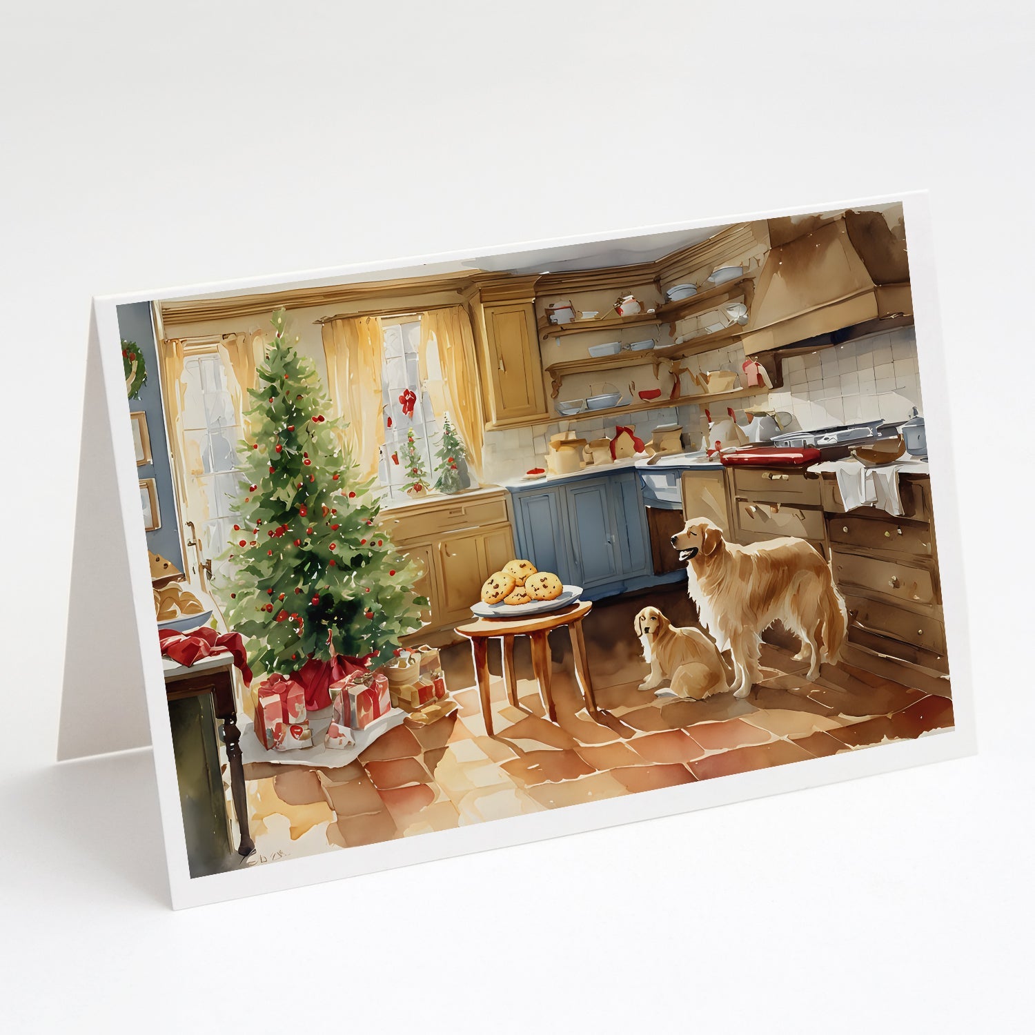Golden Retriever Christmas Cookies Greeting Cards Pack of 8 Blank Cards with Envelopes Whimsical A7 Size 5x7