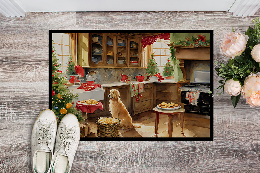 Golden Retriever Christmas Cookies Doormat Indoor Outdoor 18H X 27W Front Door Mat Rugs for Entryway, Non Slip Washable