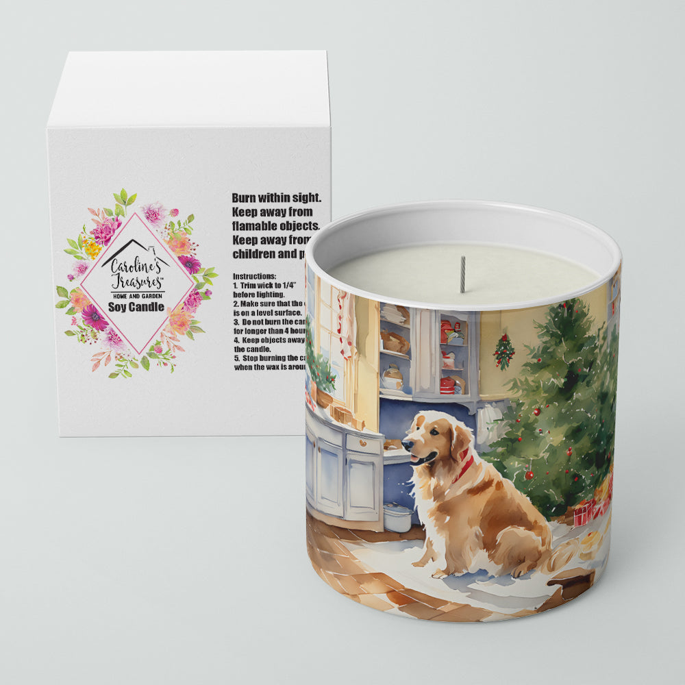 Golden Retriever Christmas Cookies Decorative Soy Candle Nature Soy Wax Essential Oil Home Decor Ideal for Bedroom Kitchen Bath Office Gift, 10 oz