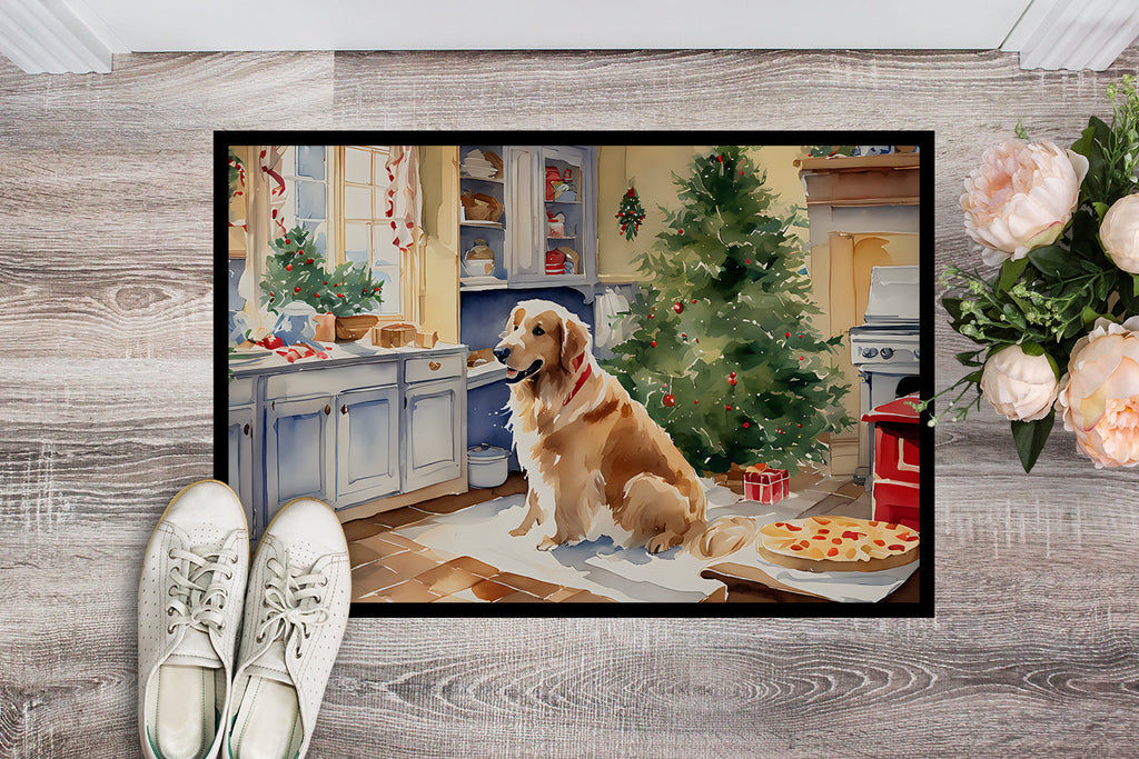 Golden Retriever Christmas Cookies Doormat Indoor Outdoor 18H X 27W Front Door Mat Rugs for Entryway, Non Slip Washable