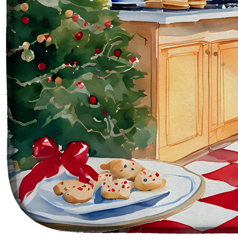 Golden Retriever Christmas Cookies Dish Drying Mat Absorbent Dish Drying Mat Pad for Kitchen Counter Dish Drainer Mat for Countertop, 14 x 21", Multicolor