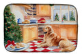 Golden Retriever Christmas Cookies Dish Drying Mat Absorbent Dish Drying Mat Pad for Kitchen Counter Dish Drainer Mat for Countertop, 14 x 21", Multicolor