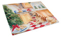 Golden Retriever Christmas Cookies Cutting Board Tempered Glass Kitchen Cutting Surface, Heat Resistant Chopping, Non-Slip Feet, Food Prep & Serving