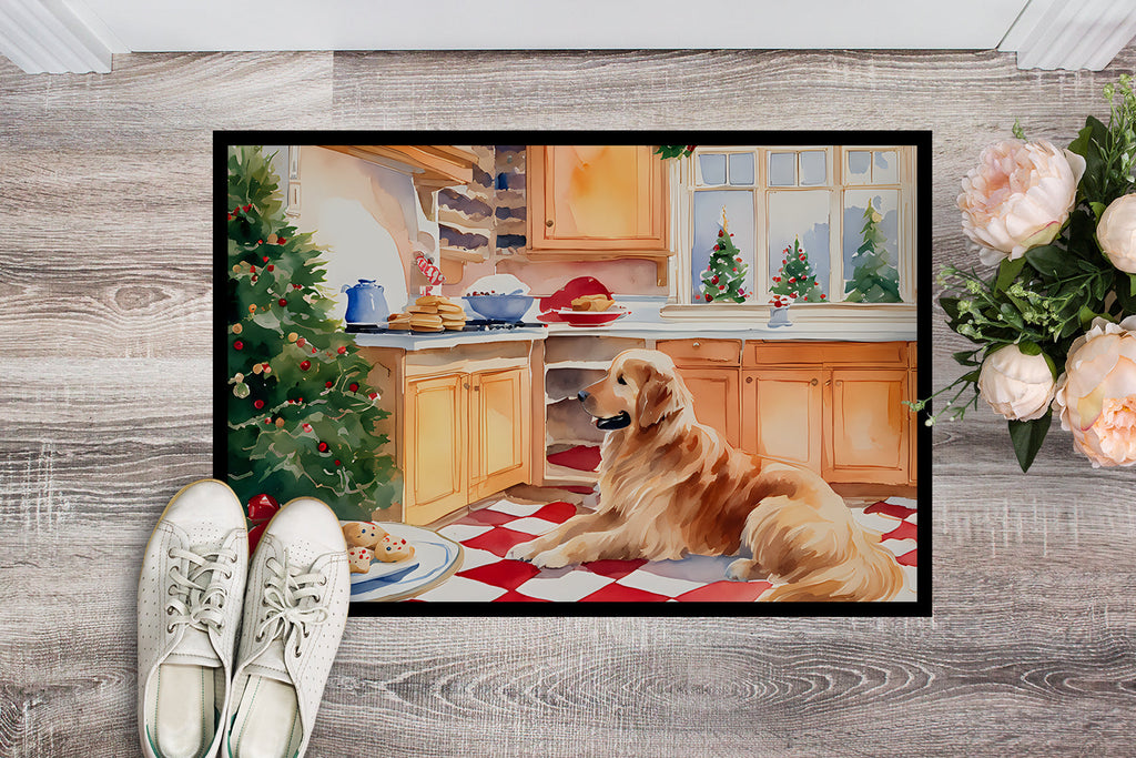 Golden Retriever Christmas Cookies Doormat Indoor Outdoor 18H X 27W Front Door Mat Rugs for Entryway, Non Slip Washable