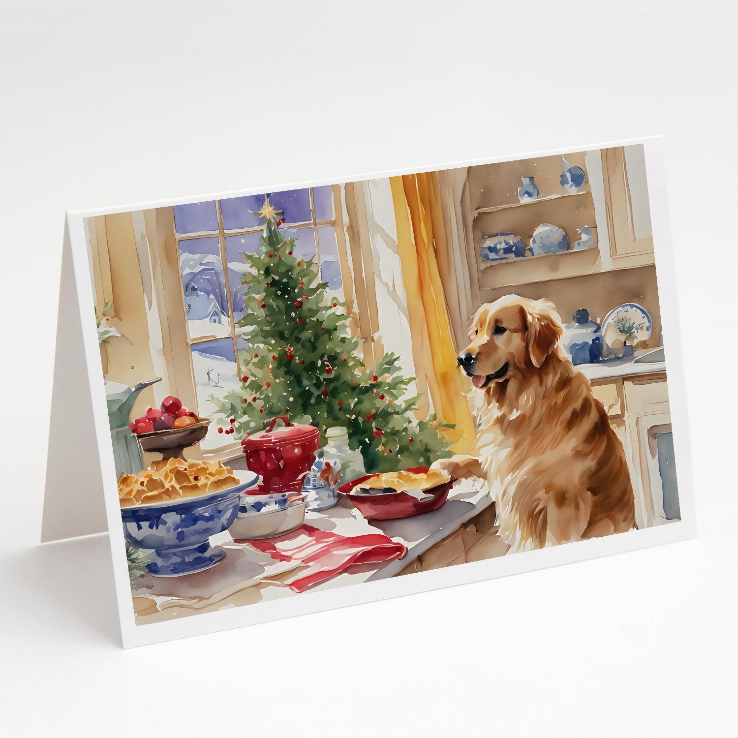 Golden Retriever Christmas Cookies Greeting Cards Pack of 8 Blank Cards with Envelopes Whimsical A7 Size 5x7