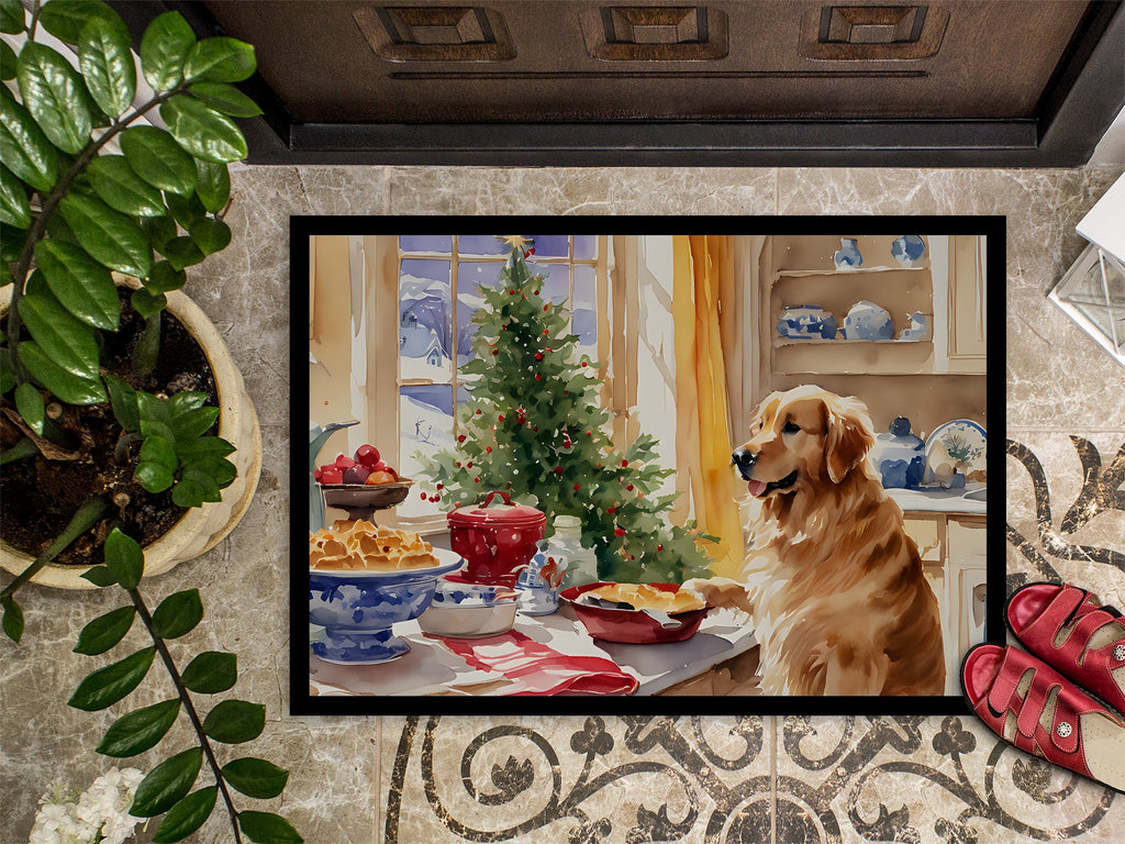 Golden Retriever Christmas Cookies Doormat Indoor Outdoor 24H X 36W Front Door Mat Rugs for Entryway, Non Slip Washable Low Pile,
