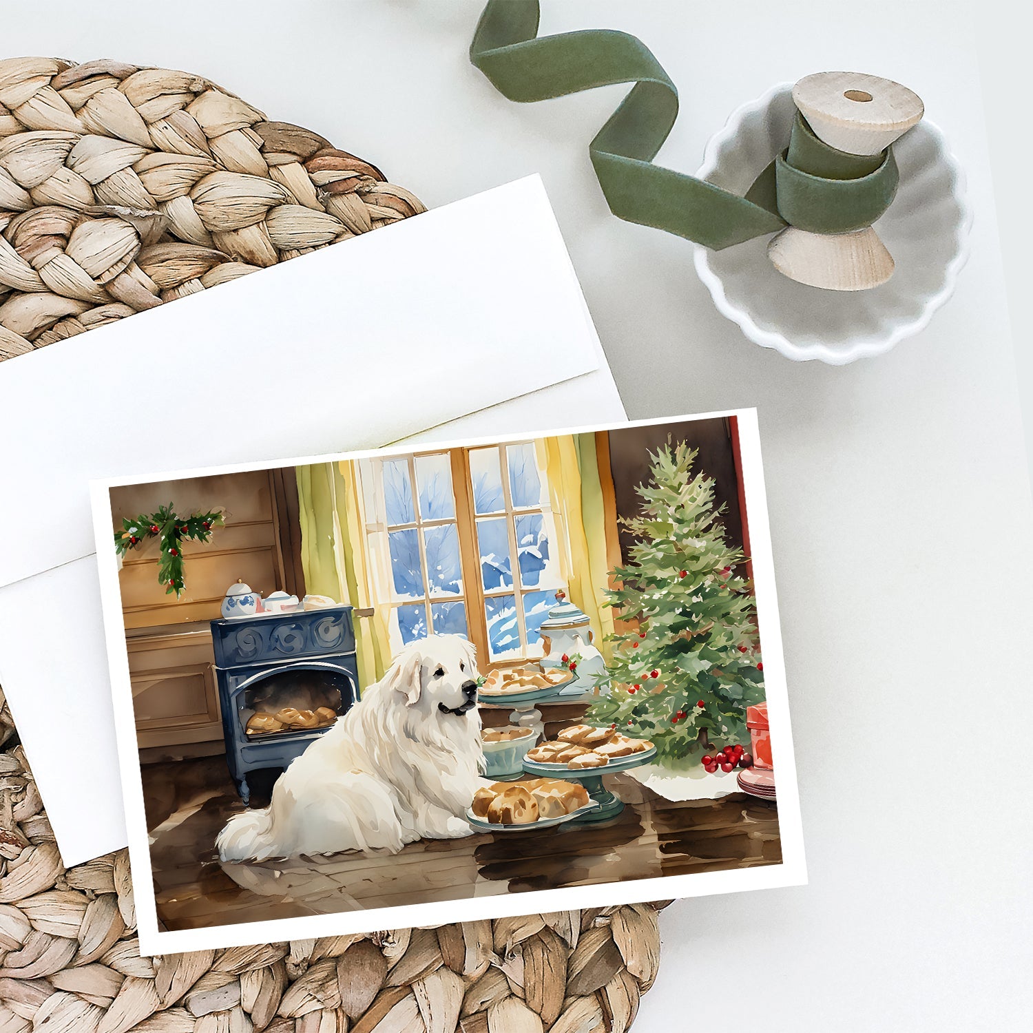Great Pyrenees Christmas Cookies Greeting Cards Pack of 8 Blank Cards with Envelopes Whimsical A7 Size 5x7