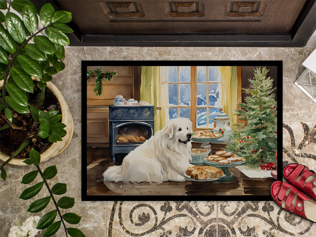Great Pyrenees Christmas Cookies Doormat Indoor Outdoor 18H X 27W Front Door Mat Rugs for Entryway, Non Slip Washable
