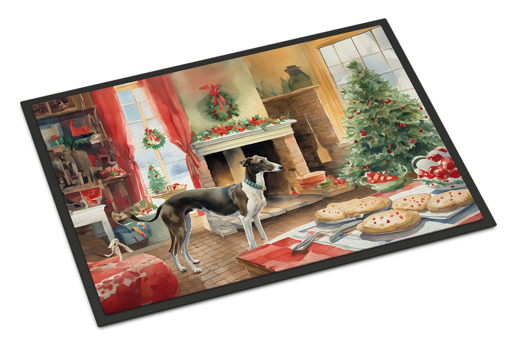 Greyhound Christmas Cookies Doormat Indoor Outdoor 24H X 36W Front Door Mat Rugs for Entryway, Non Slip Washable Low Pile,