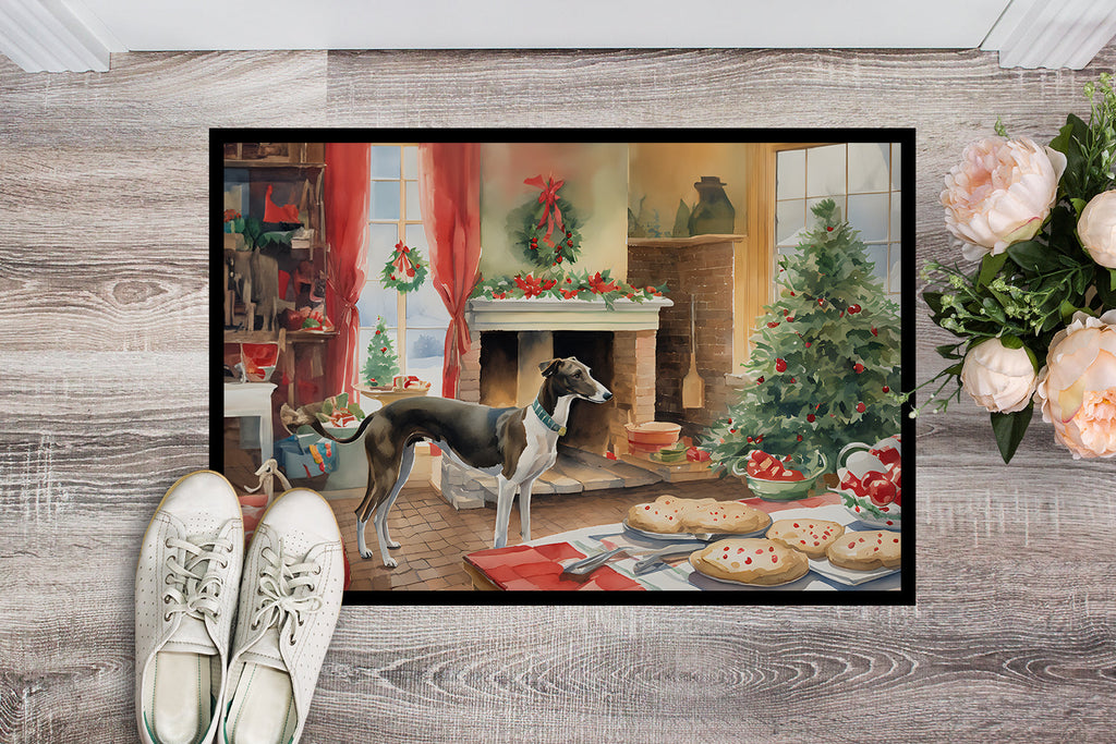 Greyhound Christmas Cookies Doormat Indoor Outdoor 18H X 27W Front Door Mat Rugs for Entryway, Non Slip Washable