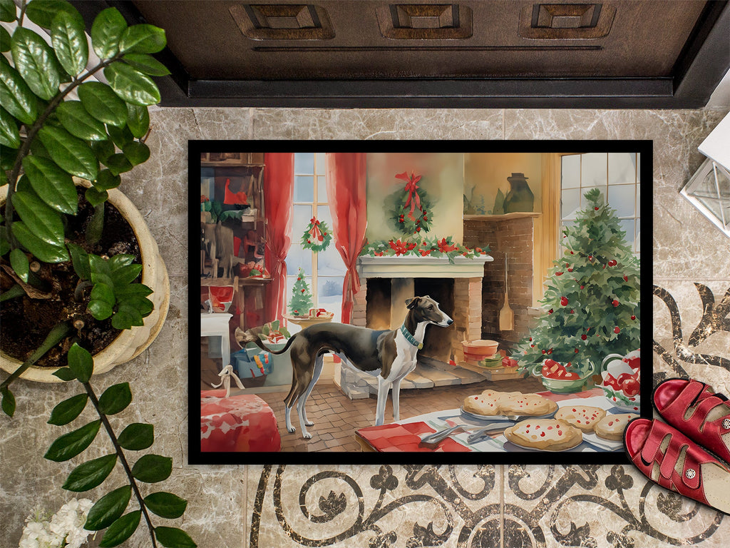 Greyhound Christmas Cookies Doormat Indoor Outdoor 18H X 27W Front Door Mat Rugs for Entryway, Non Slip Washable