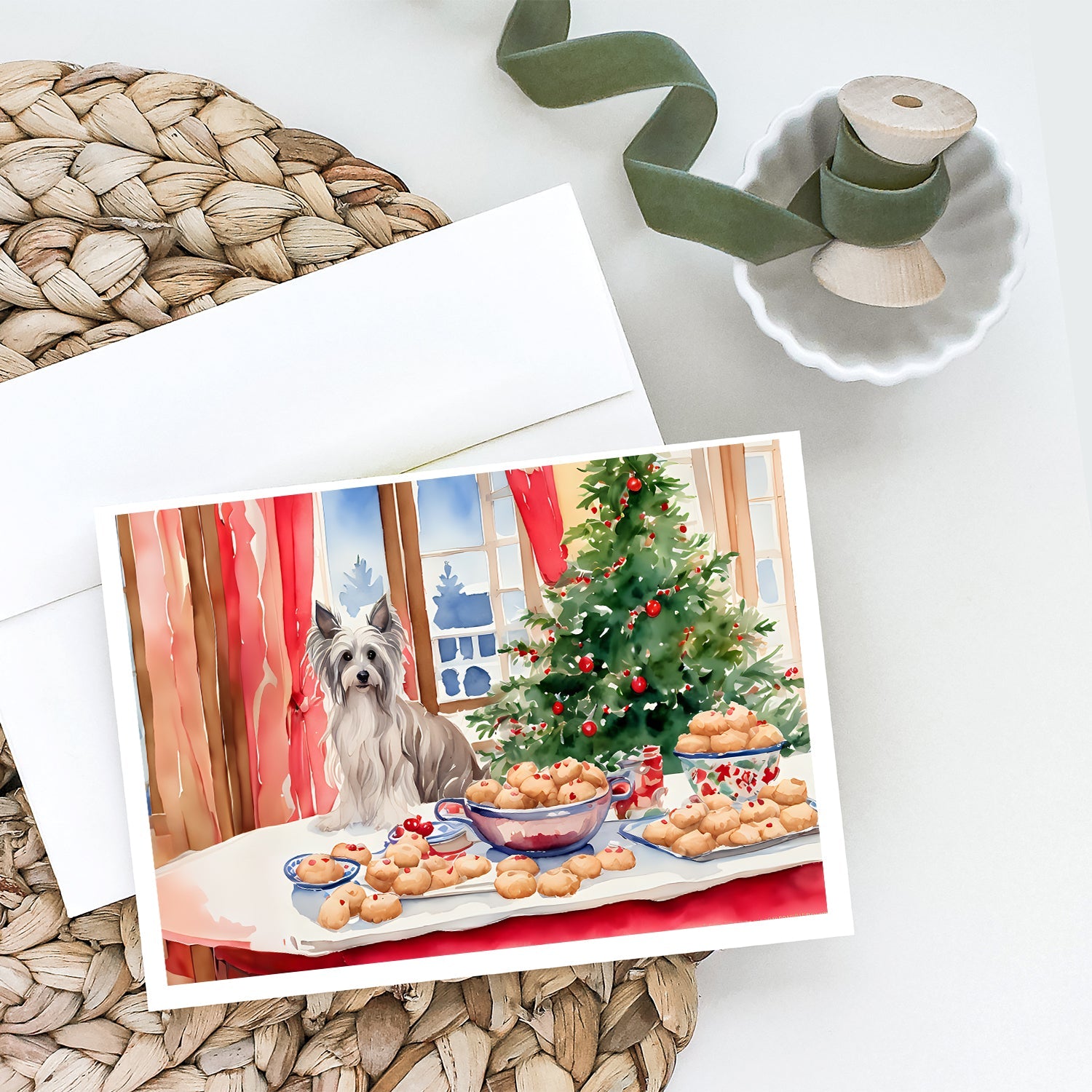 Chinese Crested Christmas Cookies Greeting Cards Pack of 8 Blank Cards with Envelopes Whimsical A7 Size 5x7