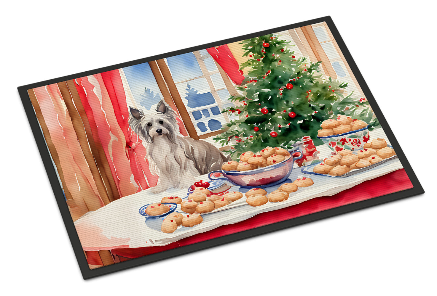 Chinese Crested Christmas Cookies Doormat Indoor Outdoor 18H X 27W Front Door Mat Rugs for Entryway, Non Slip Washable