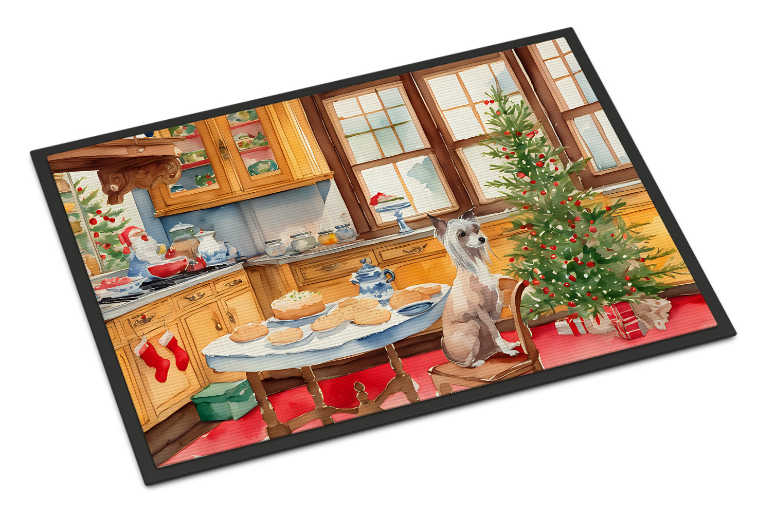 Chinese Crested Christmas Cookies Doormat Indoor Outdoor 24H X 36W Front Door Mat Rugs for Entryway, Non Slip Washable Low Pile,