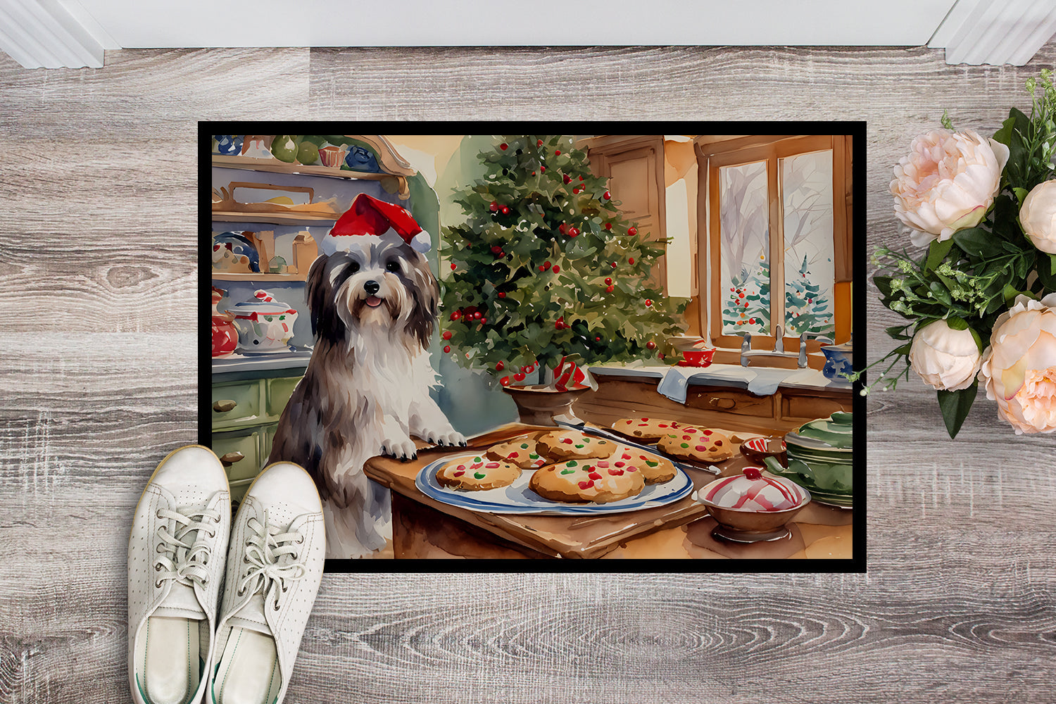 Havanese Christmas Cookies Doormat Indoor Outdoor 24H X 36W Front Door Mat Rugs for Entryway, Non Slip Washable Low Pile,