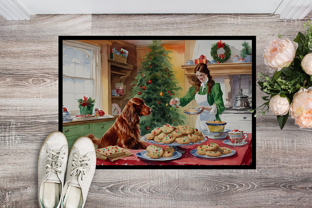 Irish Setter Christmas Cookies Doormat Indoor Outdoor 18H X 27W Front Door Mat Rugs for Entryway, Non Slip Washable