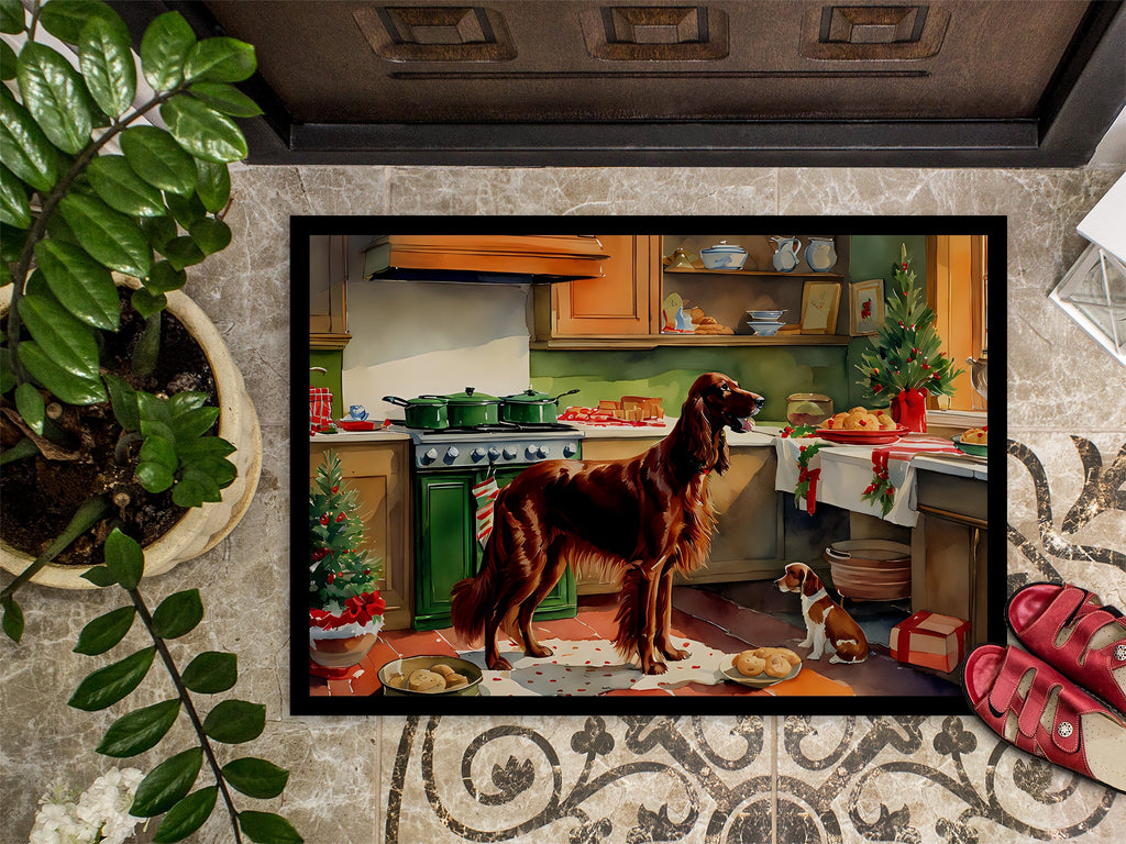 Irish Setter Christmas Cookies Doormat Indoor Outdoor 24H X 36W Front Door Mat Rugs for Entryway, Non Slip Washable Low Pile,