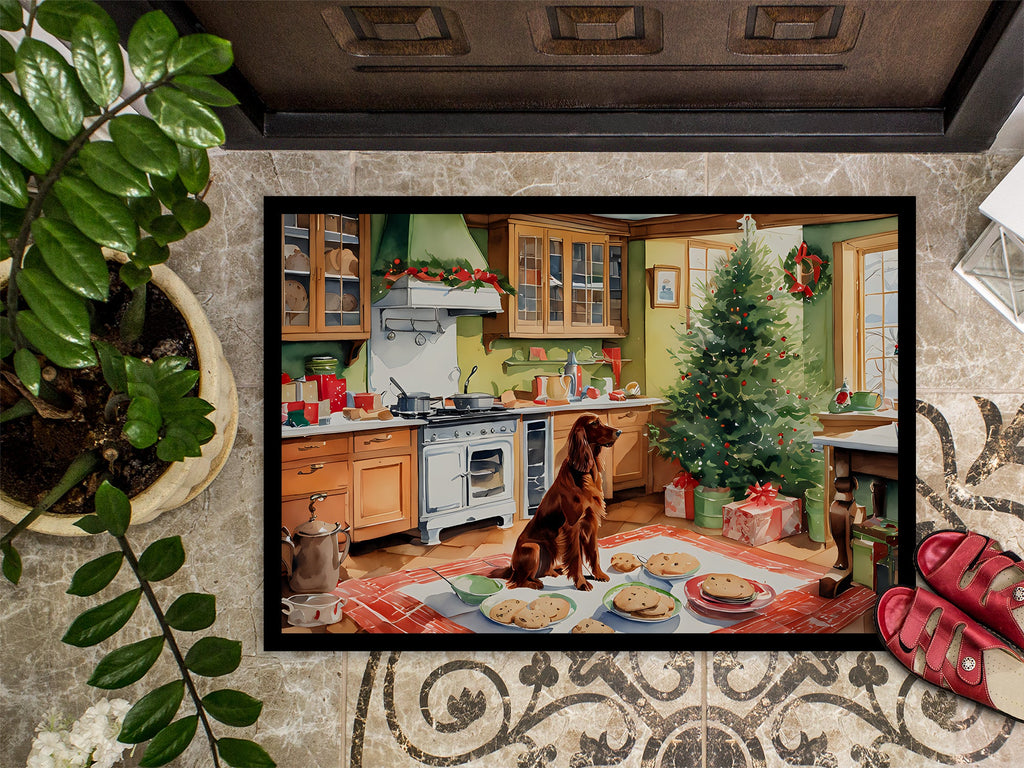 Irish Setter Christmas Cookies Doormat Indoor Outdoor 24H X 36W Front Door Mat Rugs for Entryway, Non Slip Washable Low Pile,