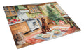 Irish Setter Christmas Cookies Cutting Board Tempered Glass Kitchen Cutting Surface, Heat Resistant Chopping, Non-Slip Feet, Food Prep & Serving