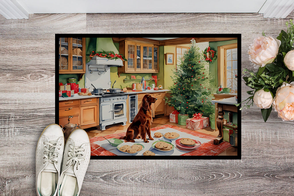 Irish Setter Christmas Cookies Doormat Indoor Outdoor 18H X 27W Front Door Mat Rugs for Entryway, Non Slip Washable
