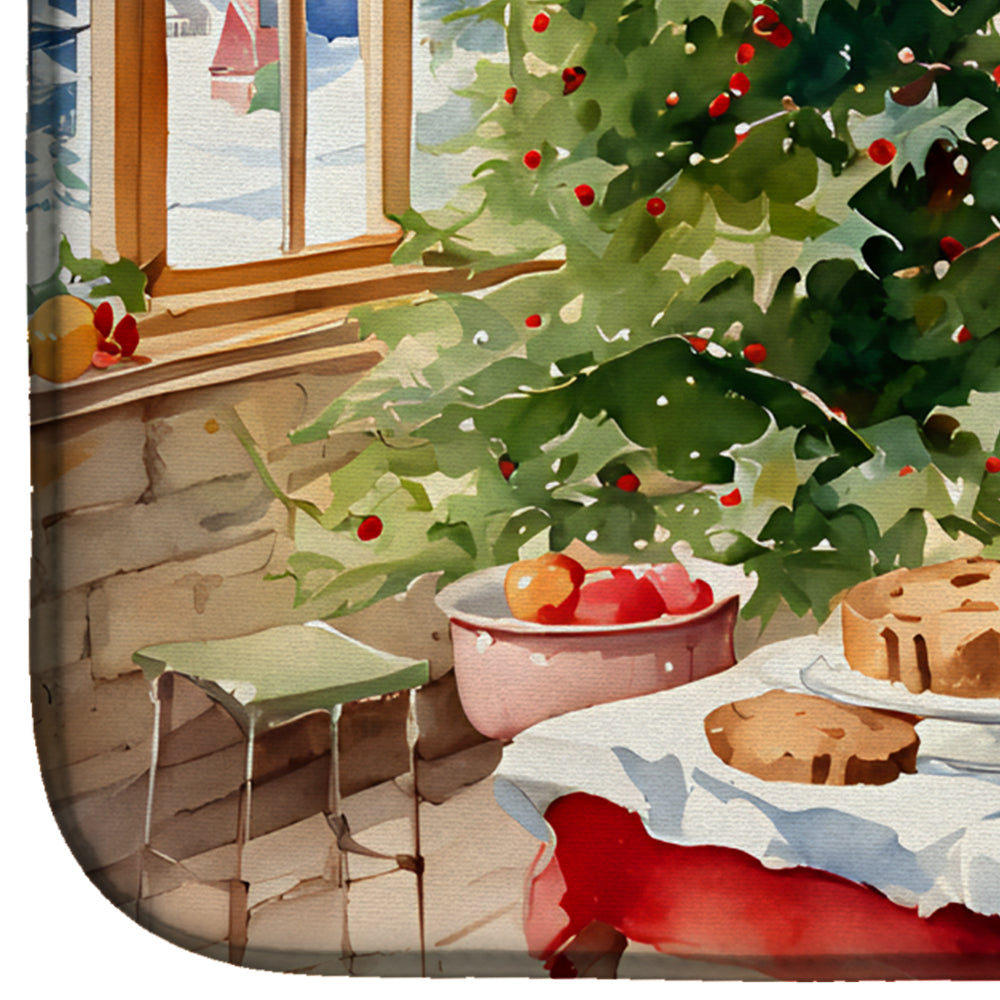 Irish Terrier Christmas Cookies Dish Drying Mat Absorbent Dish Drying Mat Pad for Kitchen Counter Dish Drainer Mat for Countertop, 14 x 21", Multicolor