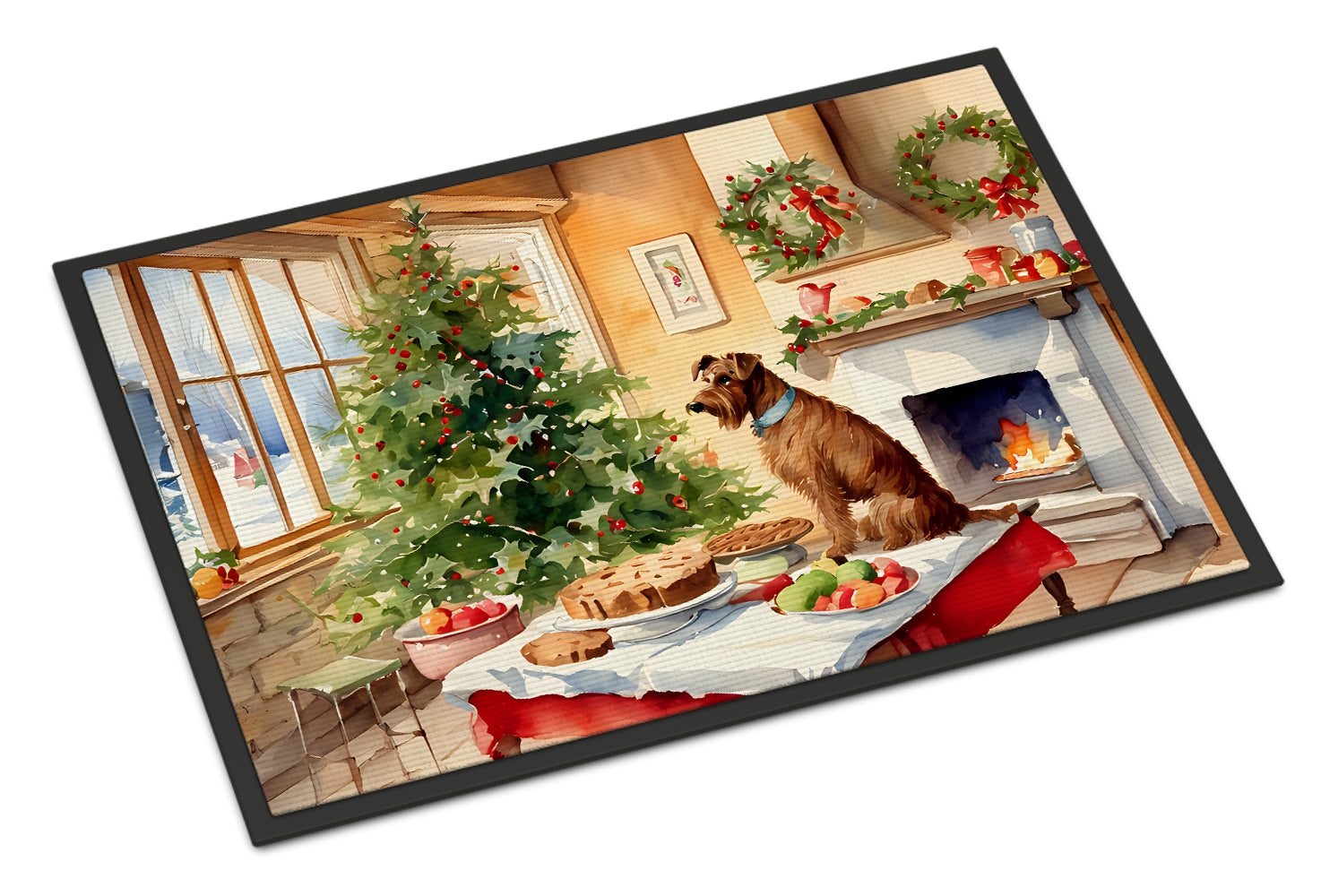 Irish Terrier Christmas Cookies Doormat Indoor Outdoor 24H X 36W Front Door Mat Rugs for Entryway, Non Slip Washable Low Pile,