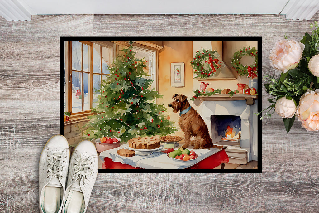 Irish Terrier Christmas Cookies Doormat Indoor Outdoor 18H X 27W Front Door Mat Rugs for Entryway, Non Slip Washable
