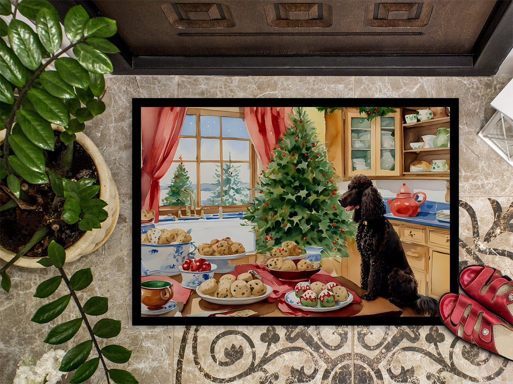 Irish Water Spaniel Christmas Cookies Doormat Indoor Outdoor 18H X 27W Front Door Mat Rugs for Entryway, Non Slip Washable