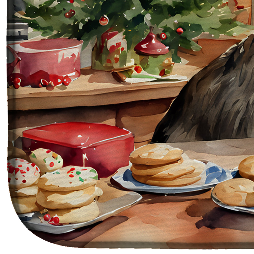 Irish Wolfhound Christmas Cookies Dish Drying Mat Absorbent Dish Drying Mat Pad for Kitchen Counter Dish Drainer Mat for Countertop, 14 x 21", Multicolor