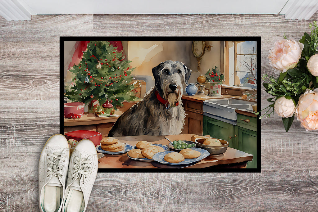 Irish Wolfhound Christmas Cookies Doormat Indoor Outdoor 24H X 36W Front Door Mat Rugs for Entryway, Non Slip Washable Low Pile,