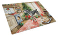 Irish Wolfhound Christmas Cookies Cutting Board Tempered Glass Kitchen Cutting Surface, Heat Resistant Chopping, Non-Slip Feet, Food Prep & Serving